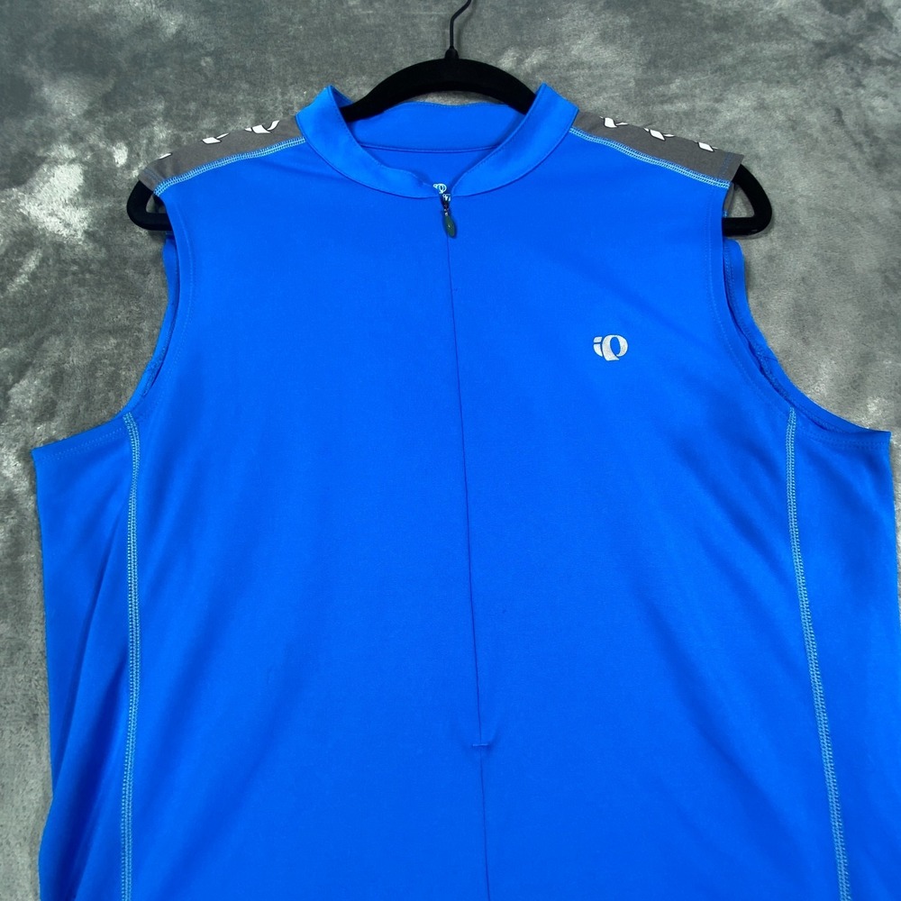 Pearl Izumi Bike Vest Men Large Sleeveless Cycling Jersey Blue Athletic Full Zip